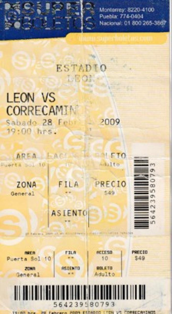 Boleto León vs Correcaminos, Clausura 2009