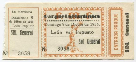 Boleto León vs Irapuato en La Martinica, 1956