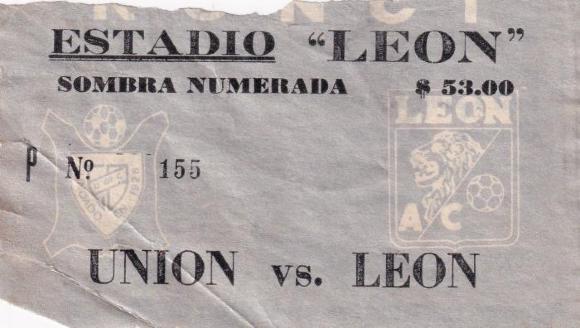 Boleto Unión de Curtidores vs León, 1977
