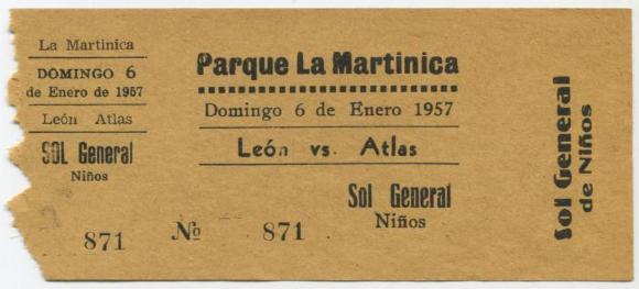 Boleto León vs Atlas Niños, 1957