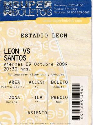 Boleto León vs Santos, 2009