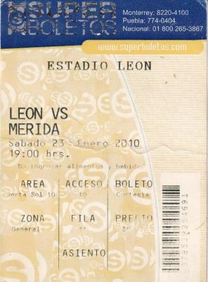 Boleto León vs Mérida, Clausura 2010