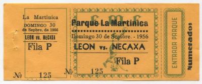 Boleto León vs Necaxa, 1956