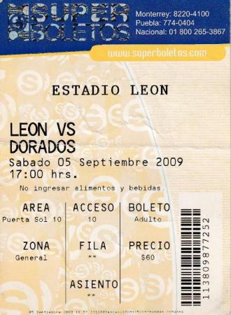 Boleto León vs Dorados, Apertura 2009
