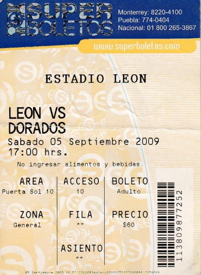 Boleto León vs Dorados, Apertura 2009