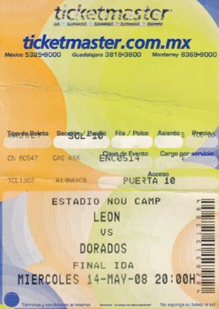  Boleto León vs Dorado, final del Clausura 2008