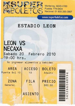 Boleto León vs Necaxa, Clausura 2010