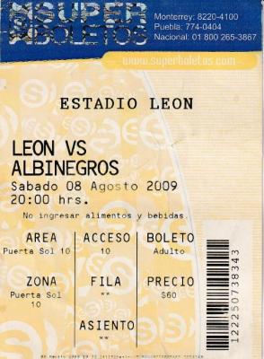 Boleto León vs Albinegros, Apertura 2009