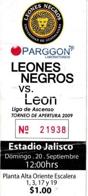 Boleto Leones Negros vs León, Apertura 2009