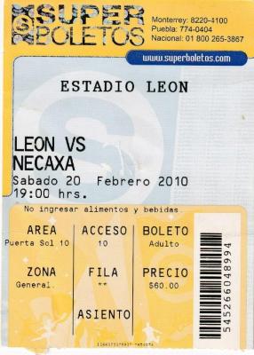 Boleto León vs Necaxa, Clausura 2010