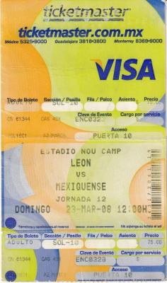Boleto León vs Mexiquense, Clausura 2008