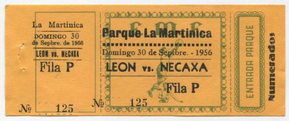 Boleto León vs Necaxa, 1956