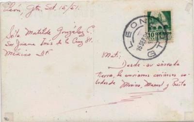 Postal del Jardín de la Industria y Hotel México en 1951