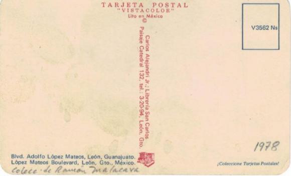 Tarjeta postal a color del Bulevar Adolfo López Mateos en 1978