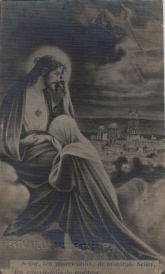 Postal religiosa del Sagrado Corazón de Jesús, ilustrada en la ciudad de León