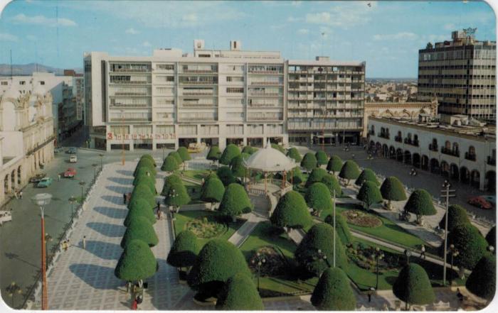 Tarjeta postal a color del Jardín Principal (Ca.1960)