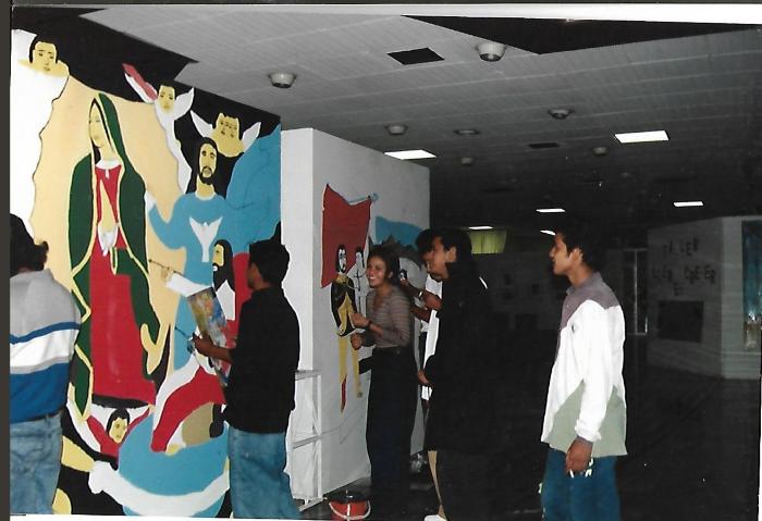 Pintura mural en la Feria Nacional del Libro Infantil y Juvenil de León